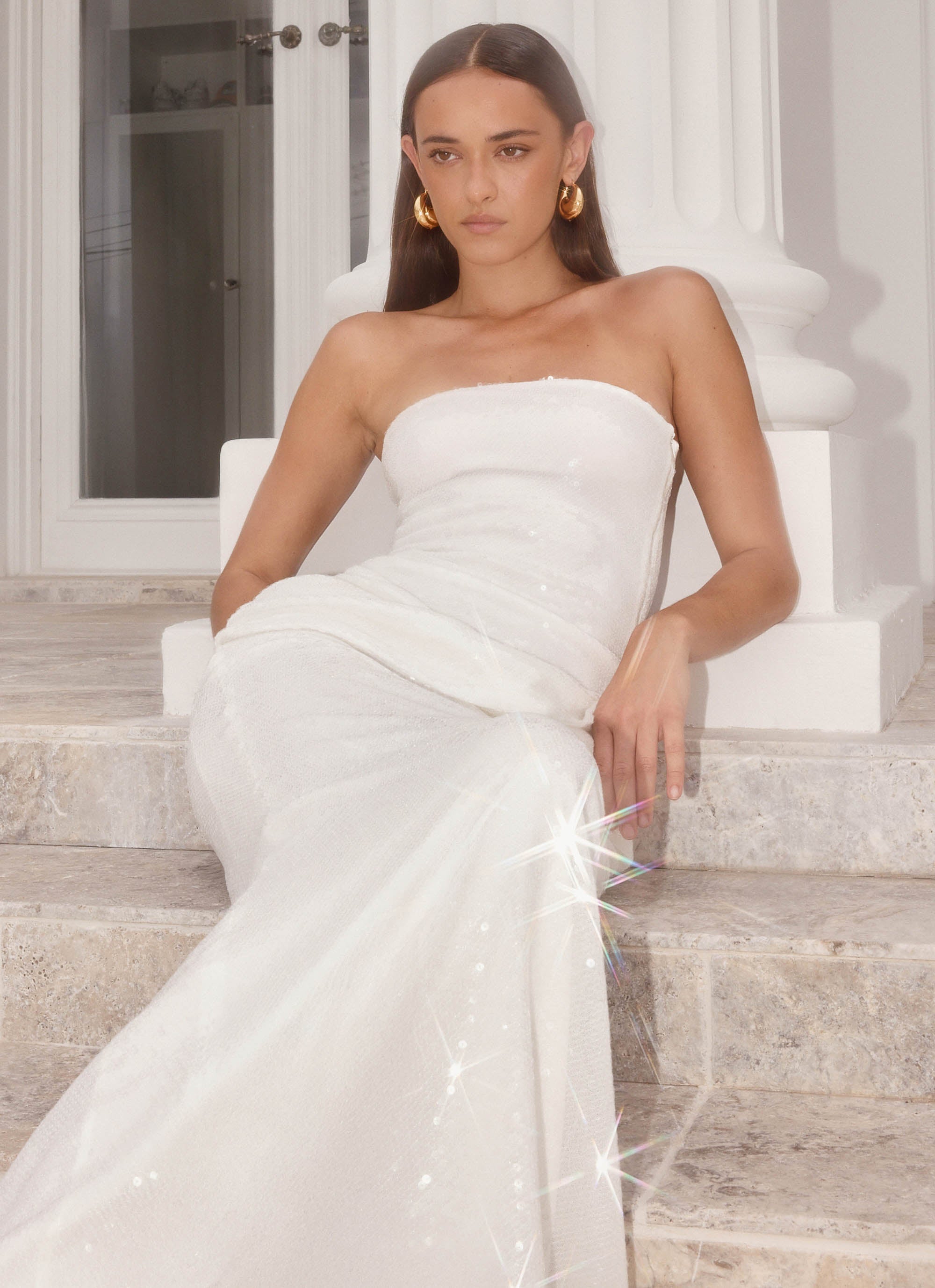 Anticipating Sequin Maxi Dress - White