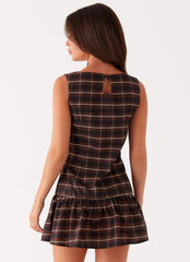 Arizona Mini Dress - Brown Black Check