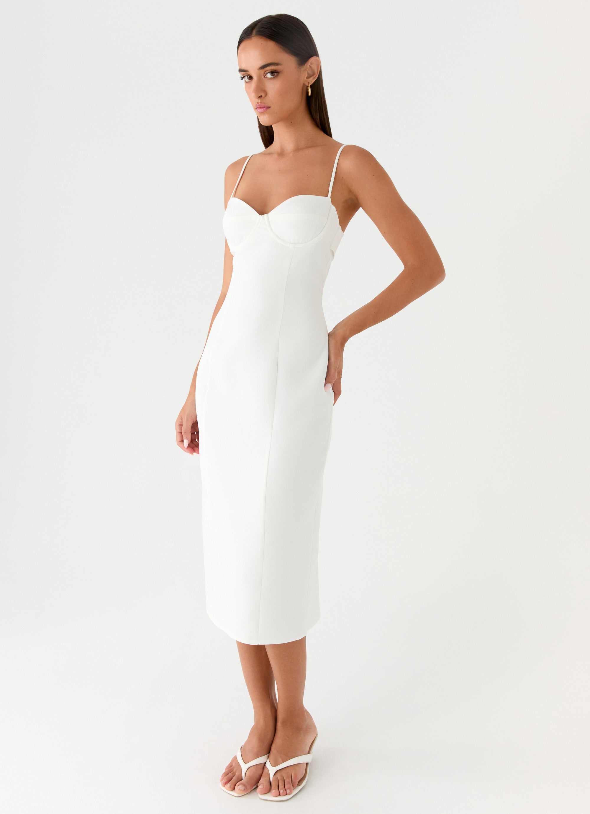 Asling Bustier Midi Dress - White