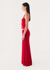 Basmaya Maxi Skirt - Chilli Red