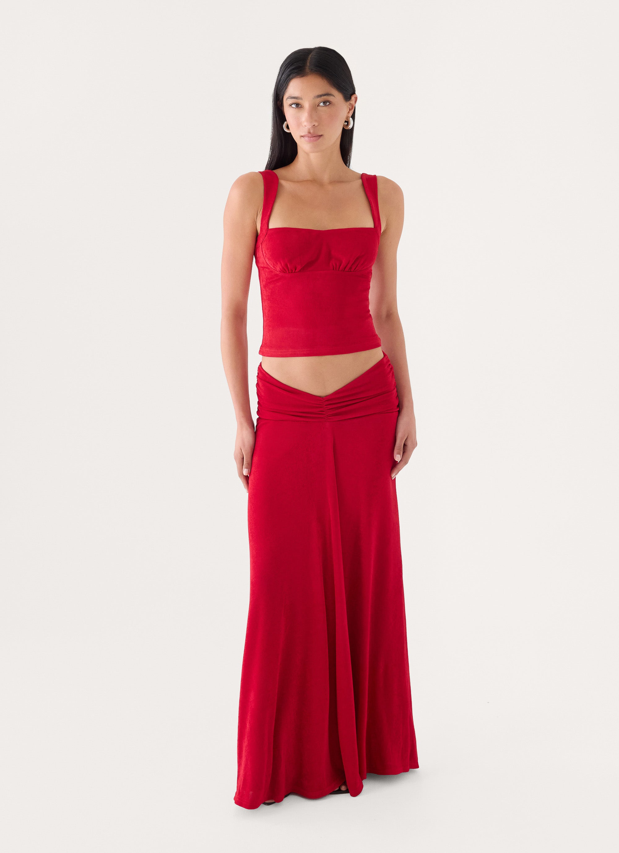 Basmaya Maxi Skirt - Chilli Red