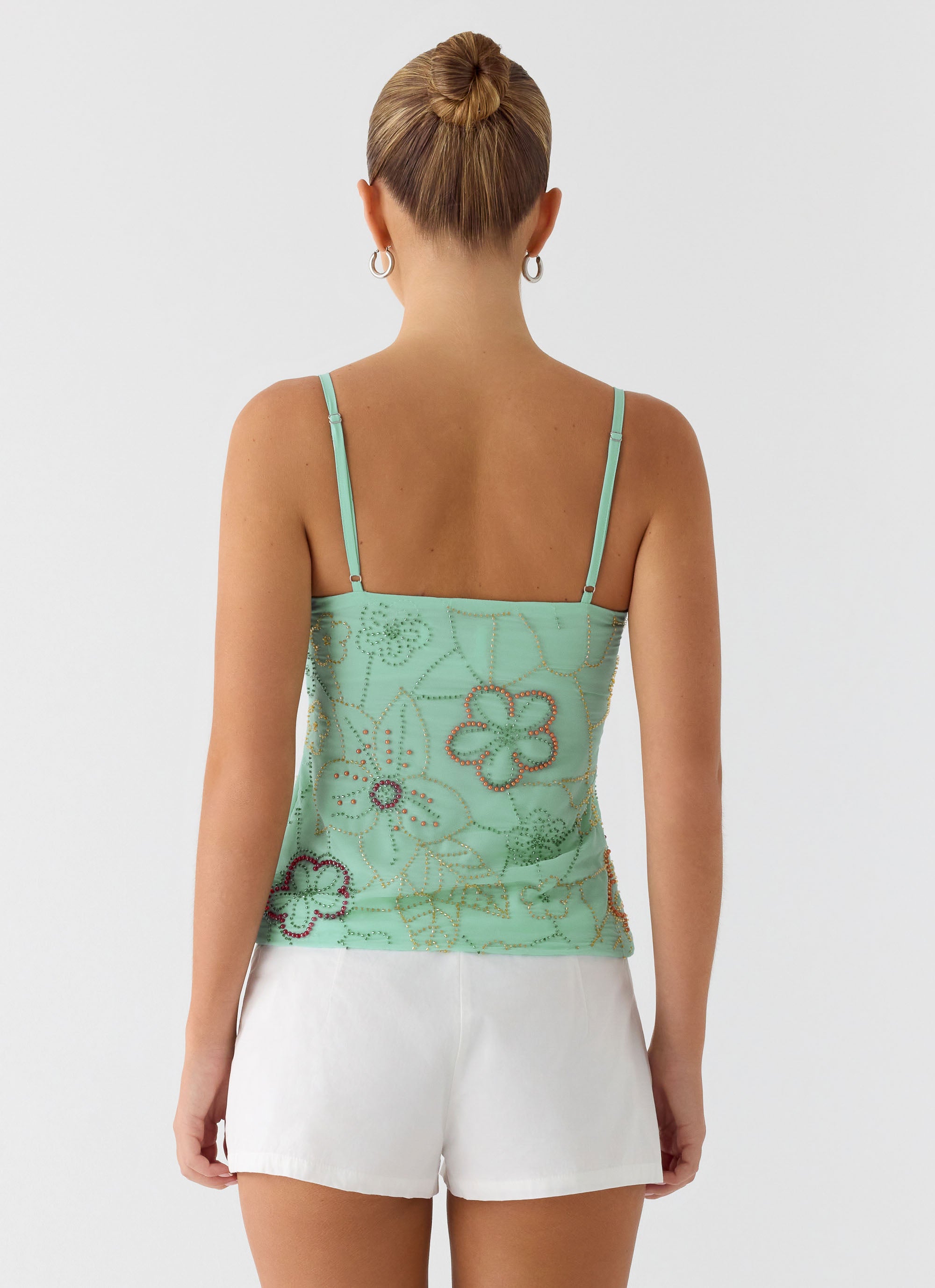 Be Alright Beaded Top - Turquoise