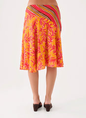 Cabana Crush Midi Skirt - Saffron Palm Print