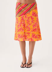 Cabana Crush Midi Skirt - Saffron Palm Print