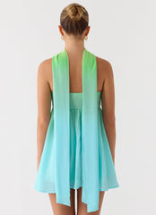 Calantha Scarf Mini Dress - Sea Ombre
