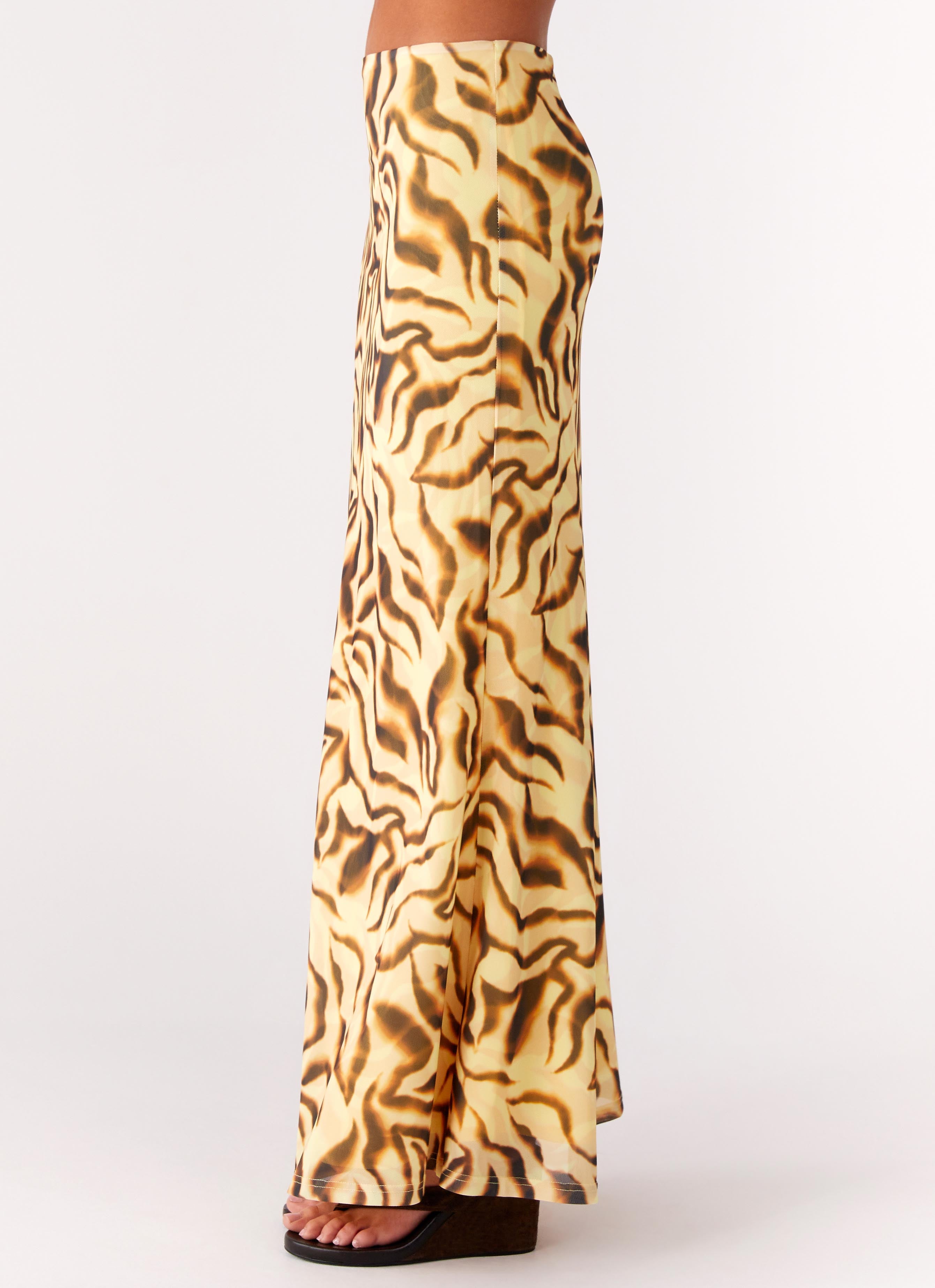 Call Me Low Rise Maxi Skirt - Yellow Zebra