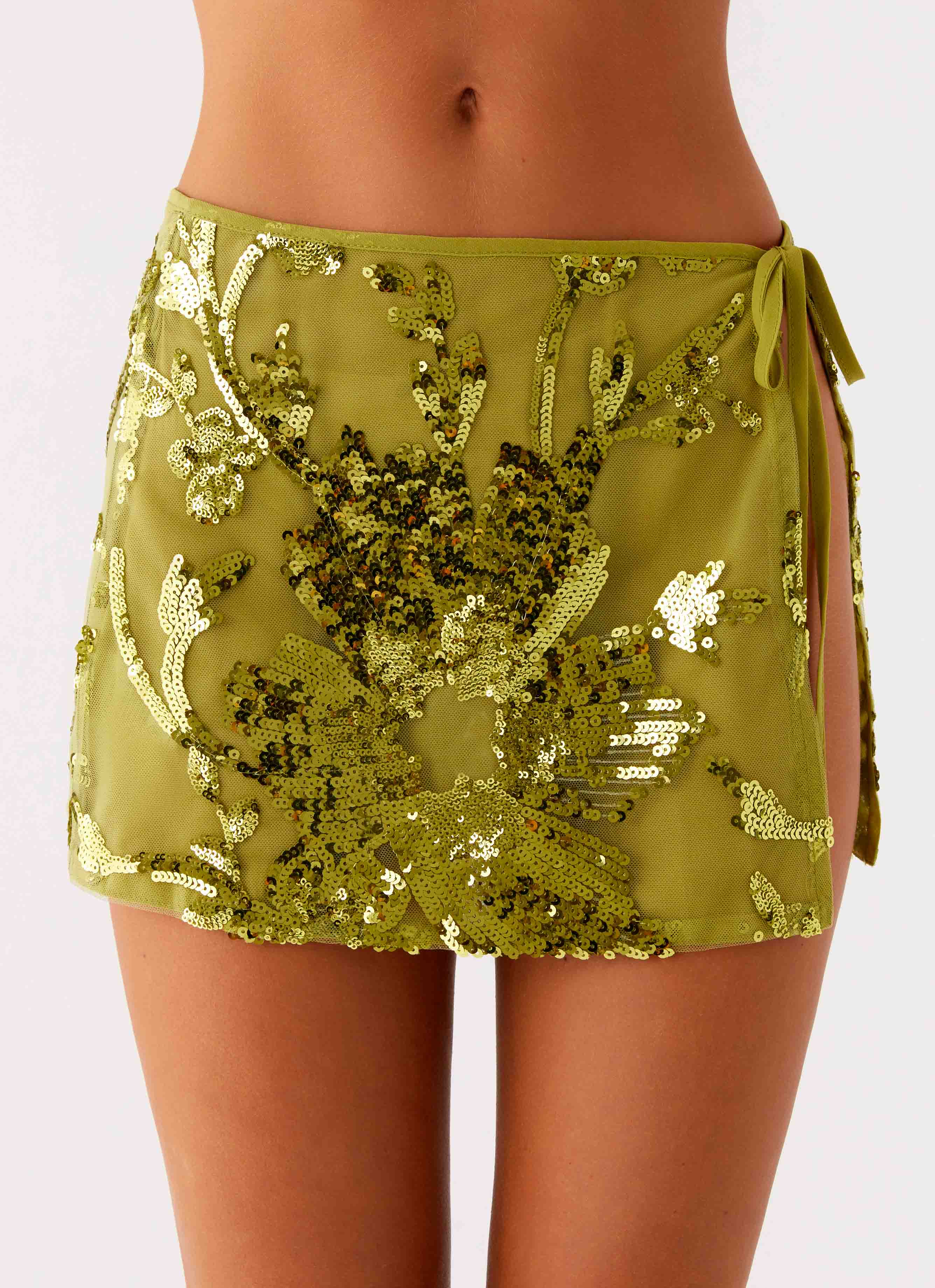 Cancun Sequin Mini Skirt - Lime