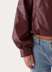 Canyon Faux Leather Bomber Jacket - Burgundy