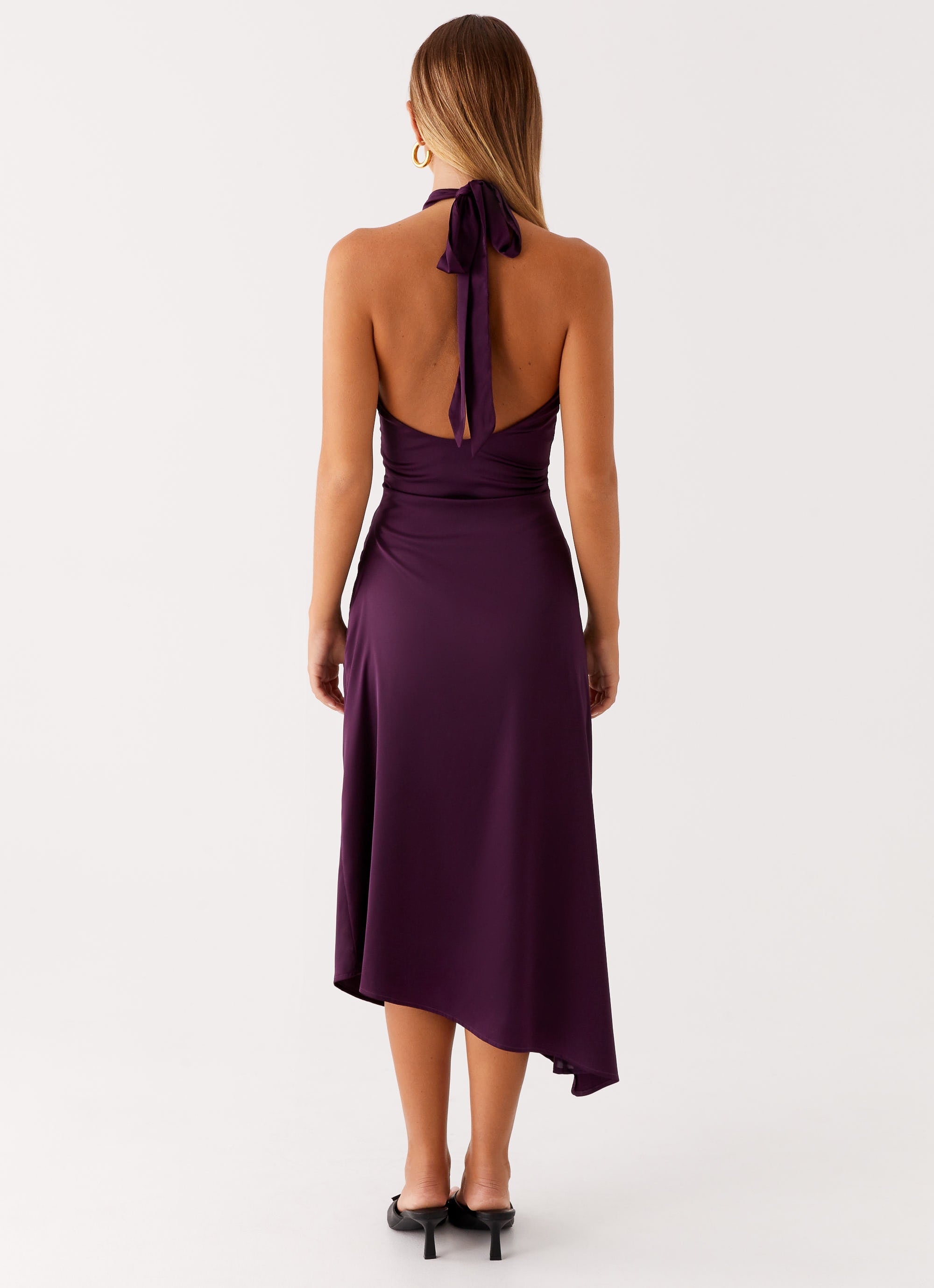 Casta Halterneck Midi Dress - Plum