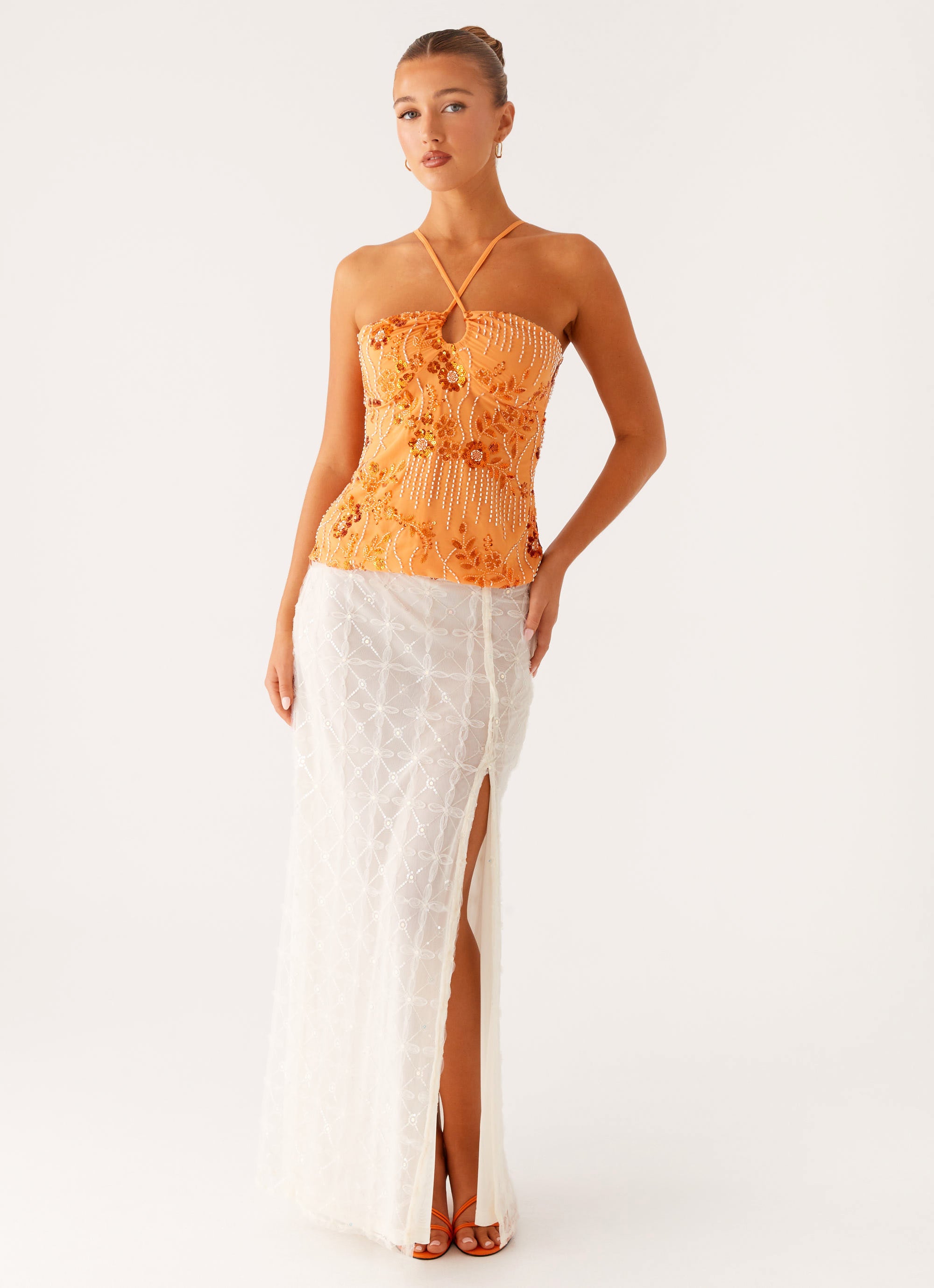 Catalina Sequin Top - Orange