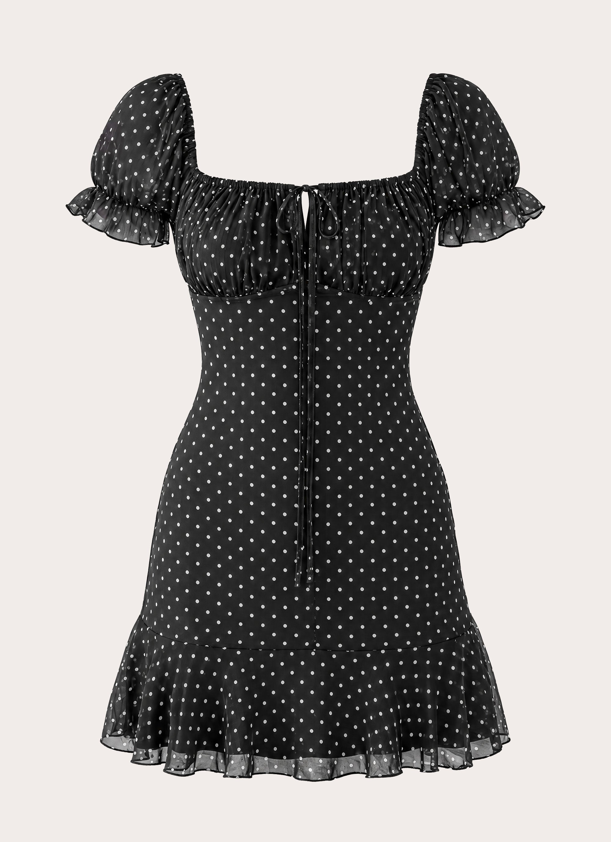 Cathedral Mini Dress - Black Polka Dot