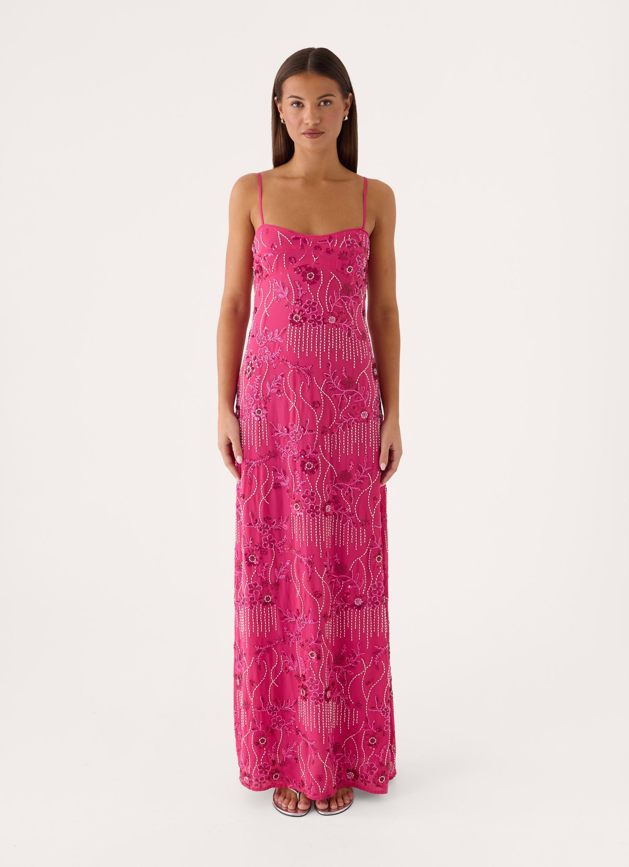 Celandine Beaded Maxi Dress - Sangria