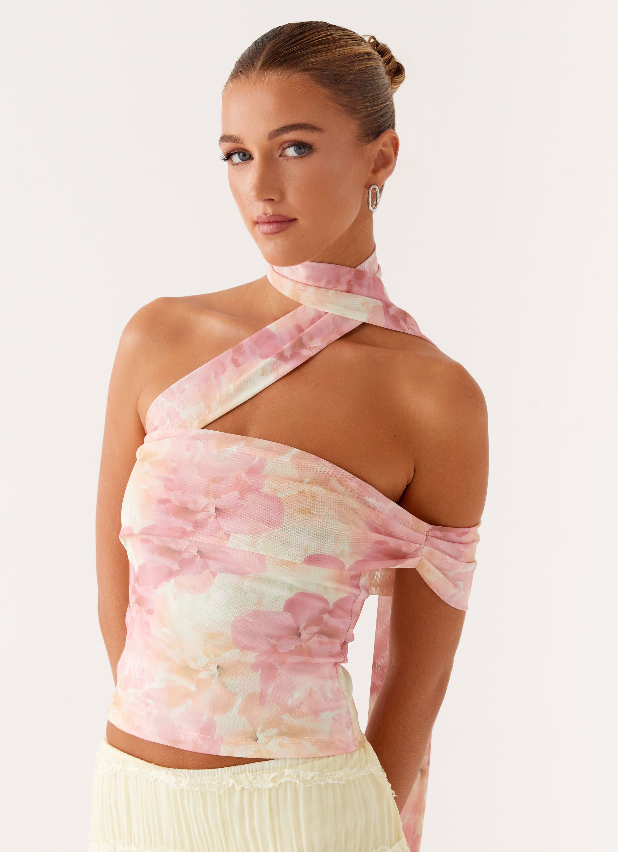 Christal Scarf Top - Floral Print