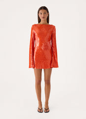 Claudine Sequin Mini Dress - Orange