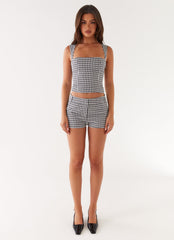 Clayton Tailored Shorts - Black Gingham