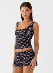 Coastline Bustier Top - Black Polkadot
