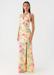 Colada Halter Maxi Dress - Lemon Soleil