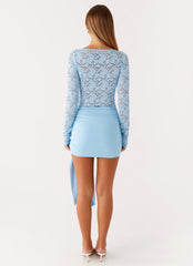 Consie Long Sleeve Mini Dress - Pale Blue