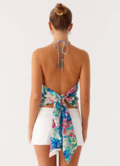 Dalila Beaded Tie Back Top - Santorini Floral