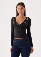 Diana Long Sleeve Top - Black