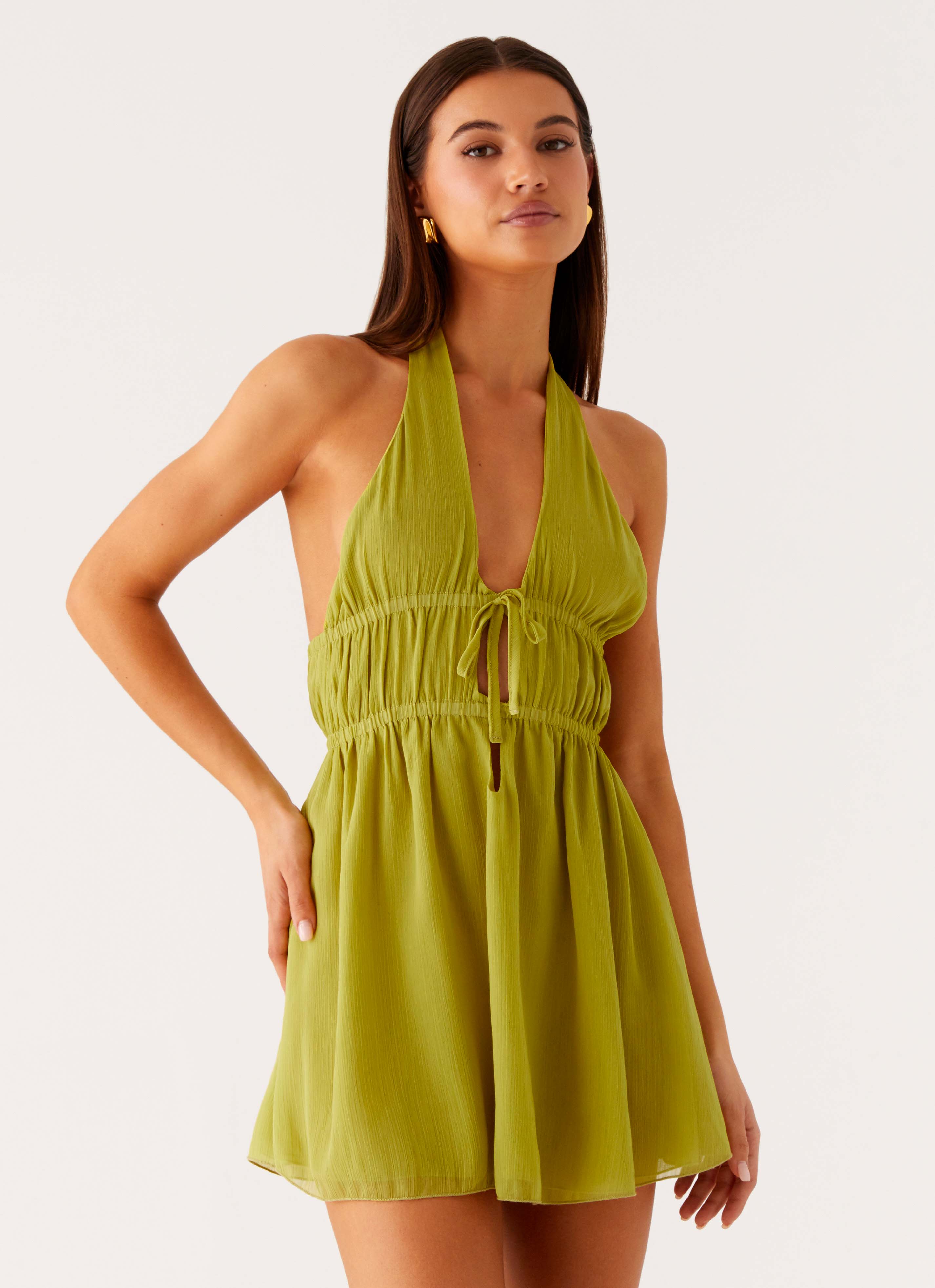 Dione Halter Mini Dress - Citrus