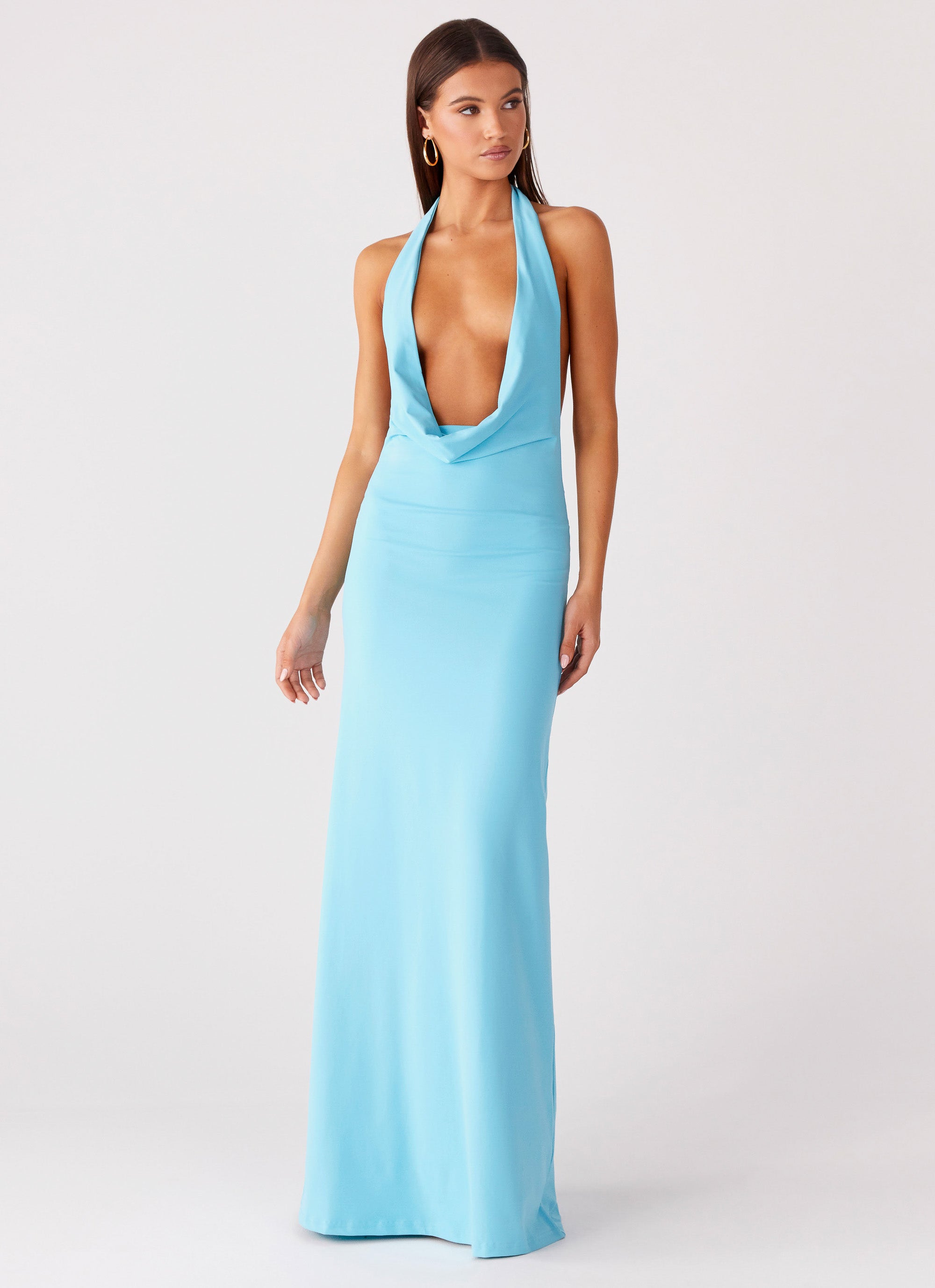 Driftwood Cowl Maxi Dress - Turquoise