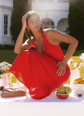 Falling for You Midi Dress - Red