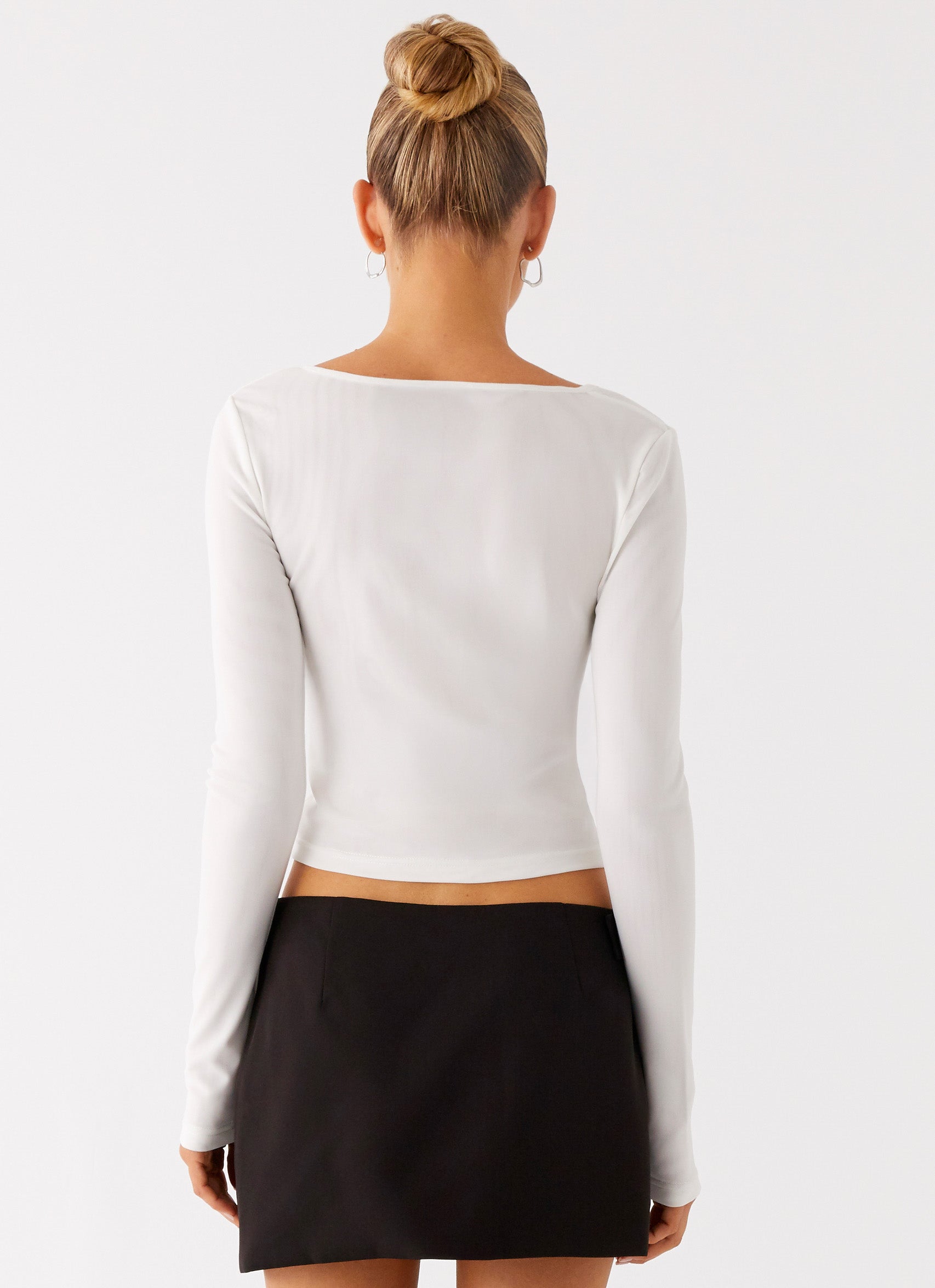 Fifth Ave Mesh Long Sleeve Top - Off White