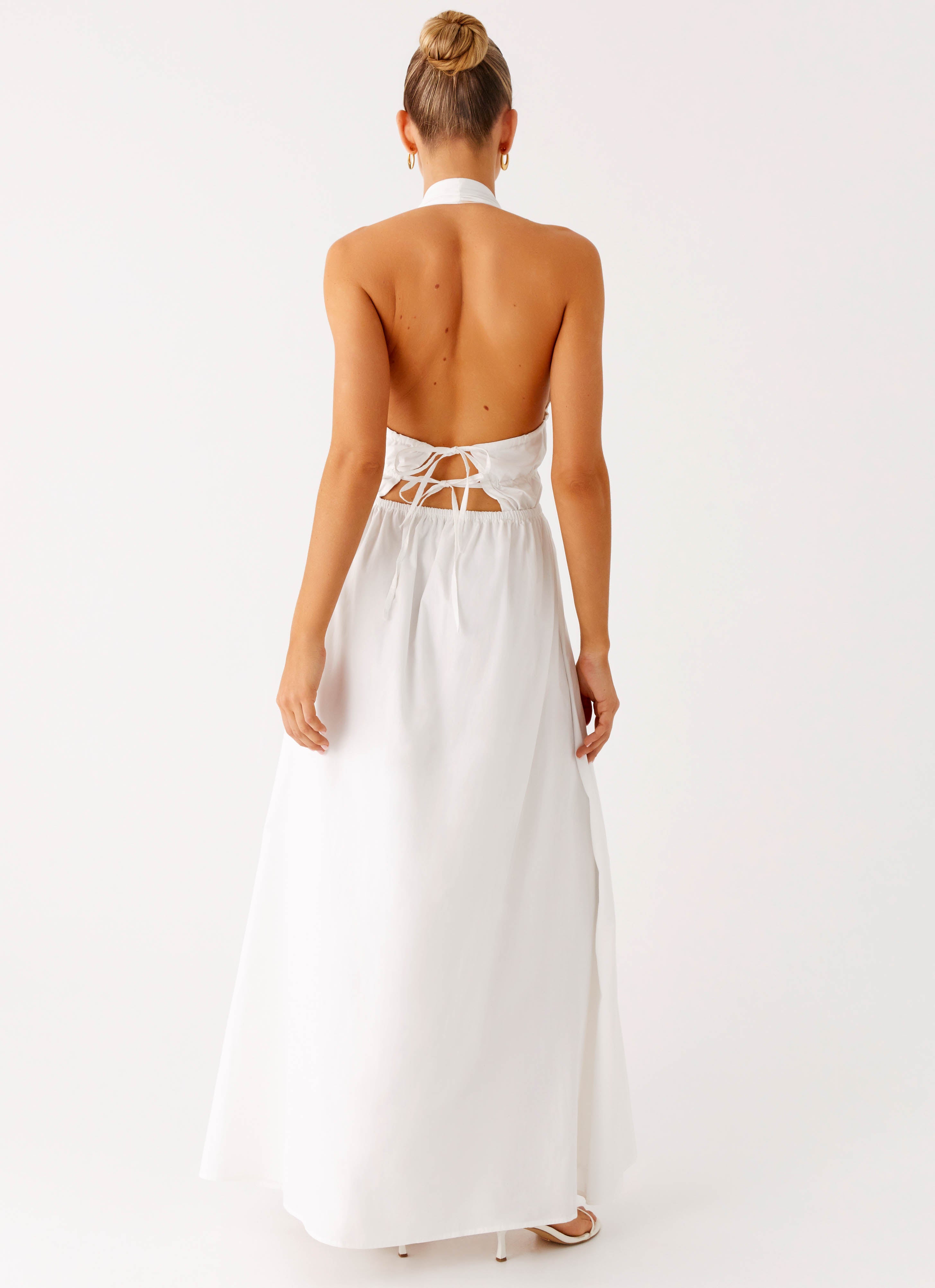 Figaro Halter Maxi Dress - White