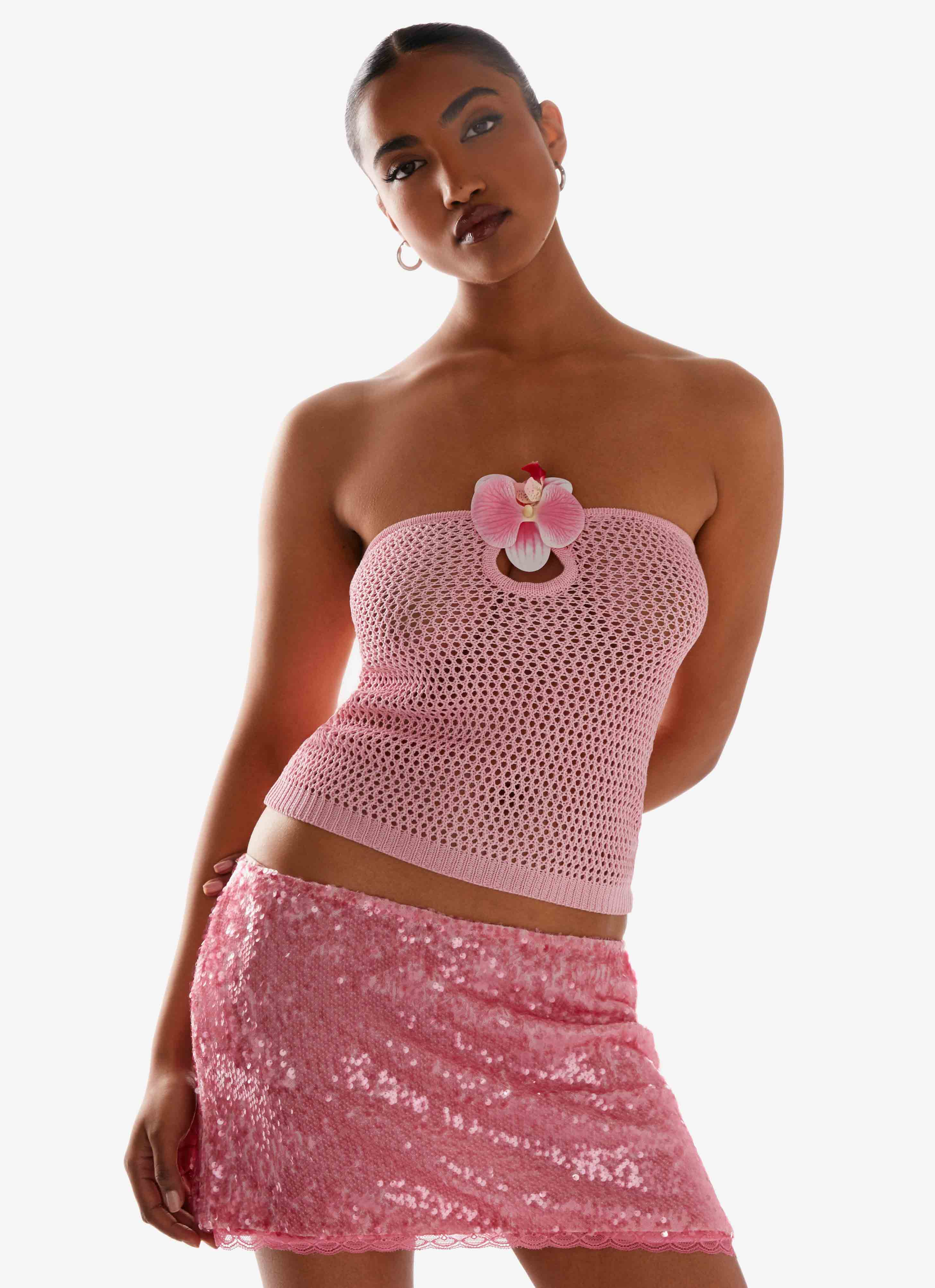 Galia Crochet Top - Pink