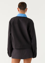 Harlee Poplin Suiting Jacket - Charcoal