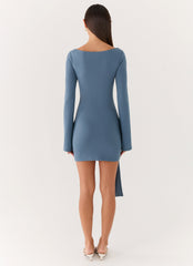 Holiday Scene Mini Dress - Coastal Blue