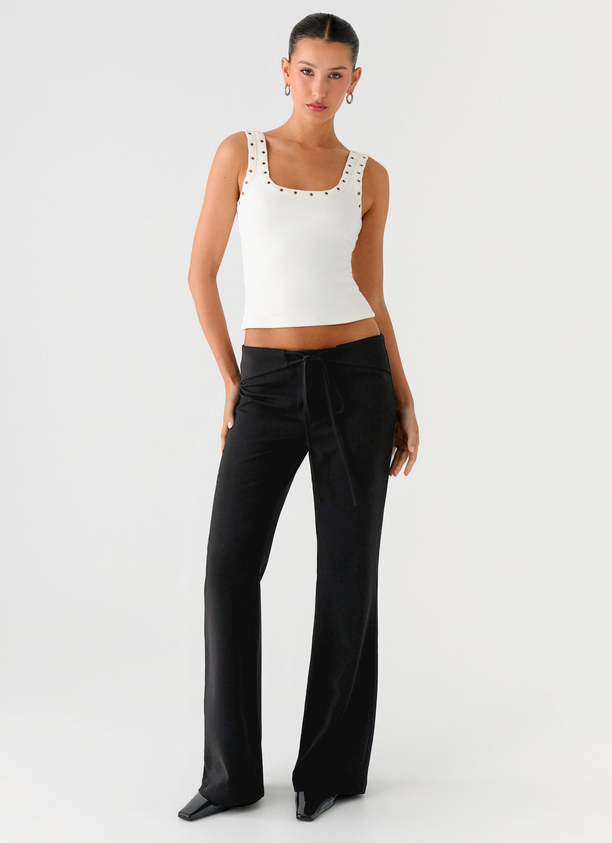 Houston Tie Front Pants - Black