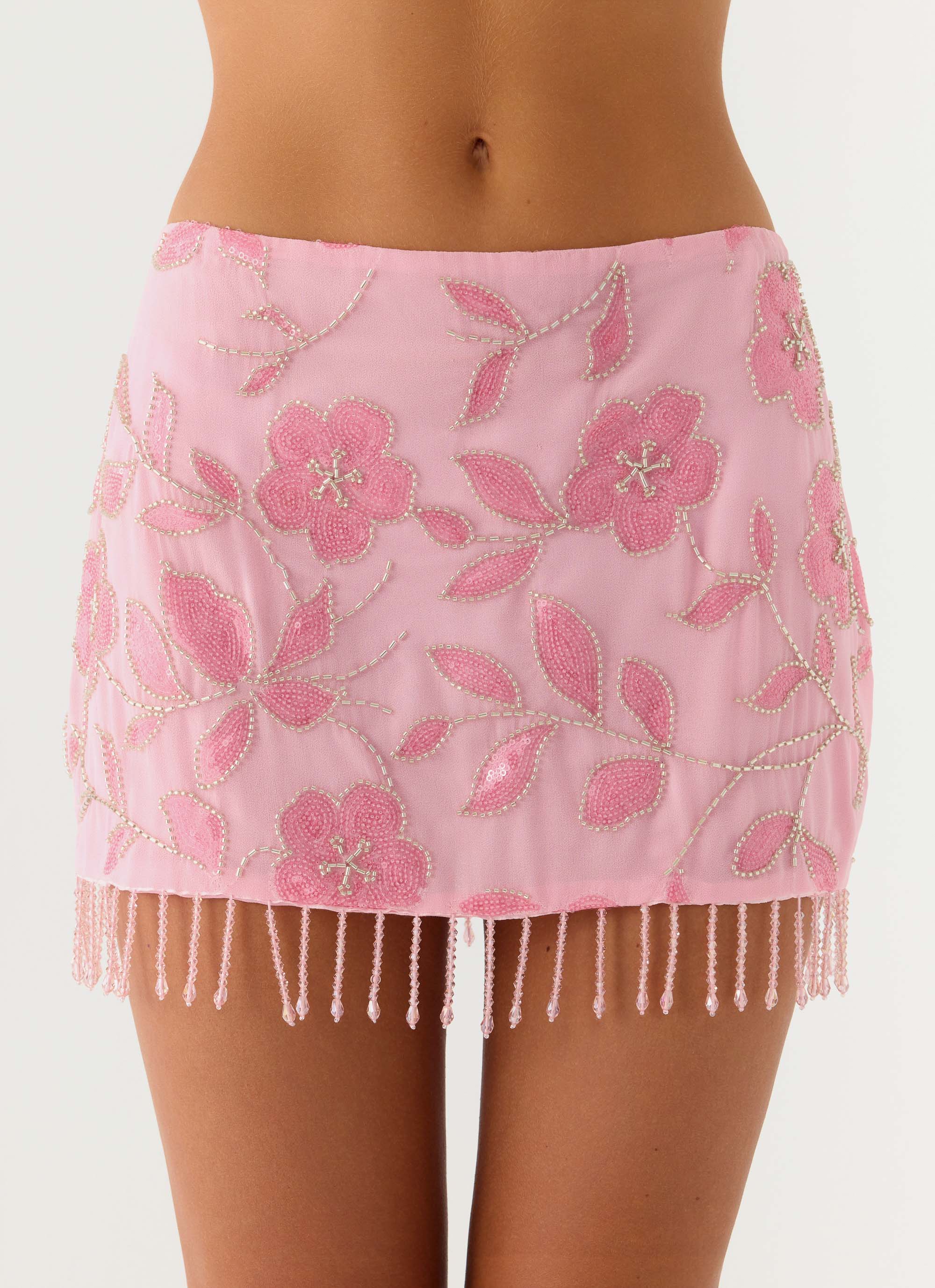 Iglesias Beaded Sequin Mini Skirt - Pink