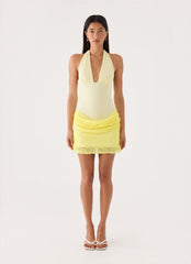 Indira Halter Mini Dress - Yellow