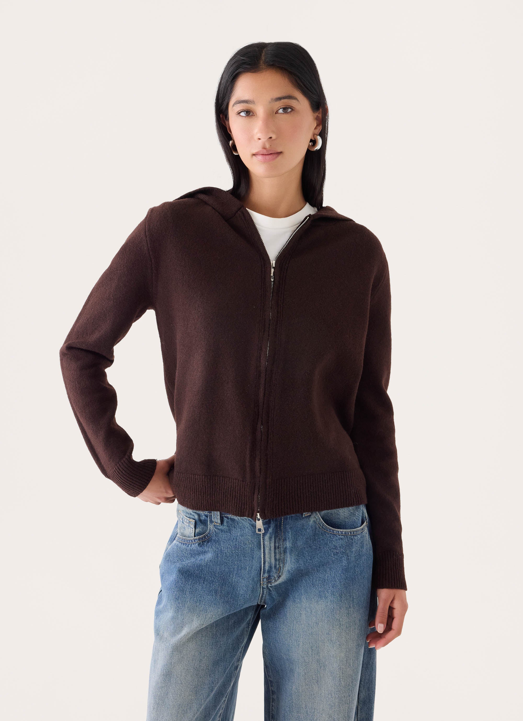 Karina Knit Zip Jumper - Brown