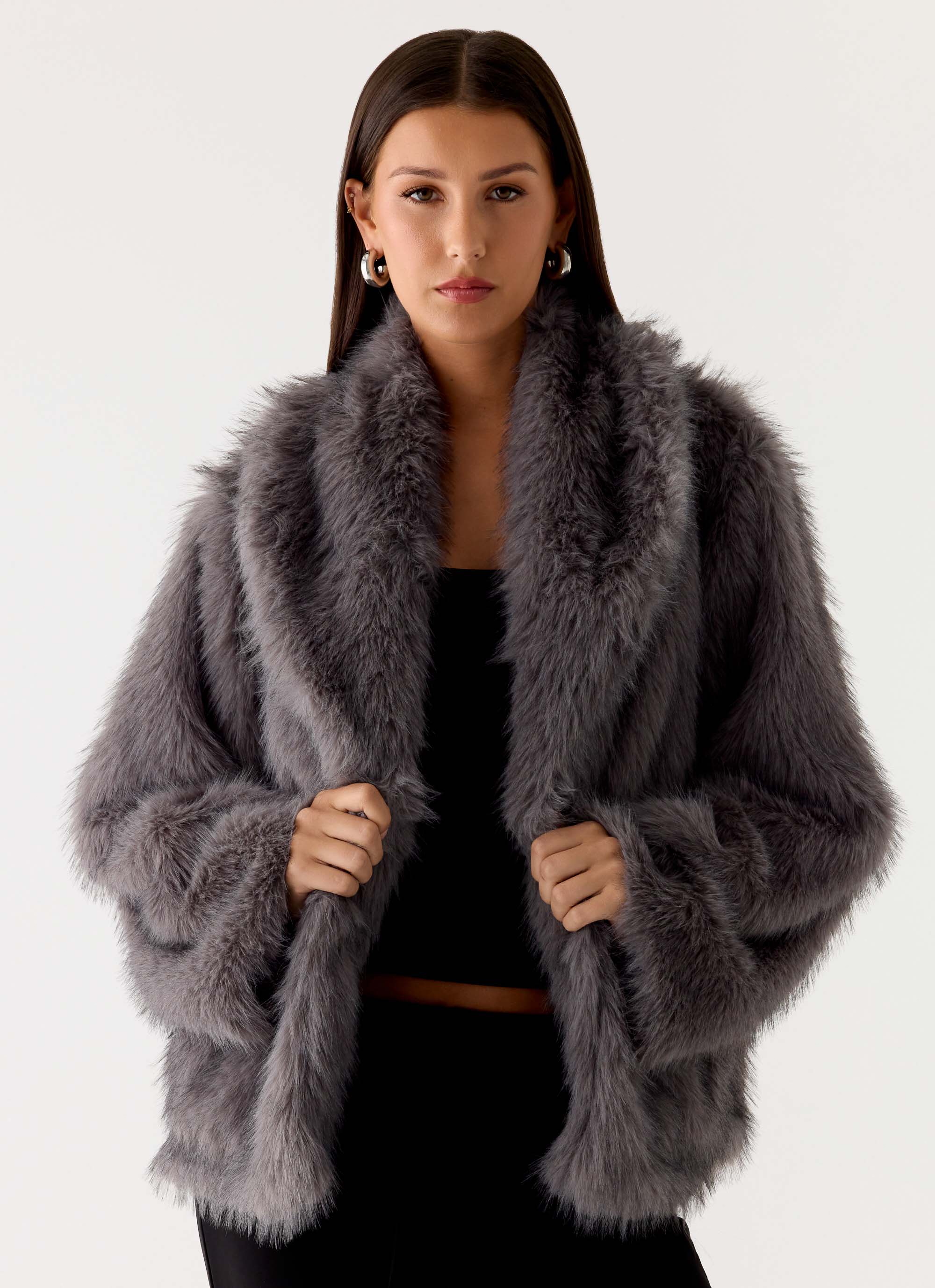Katiana Faux Fur Jacket - Grey