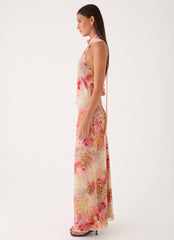 Keena Chiffon Scarf Maxi Dress - Botanic Cheetah