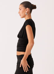 Liana Asymmetrical Top - Black