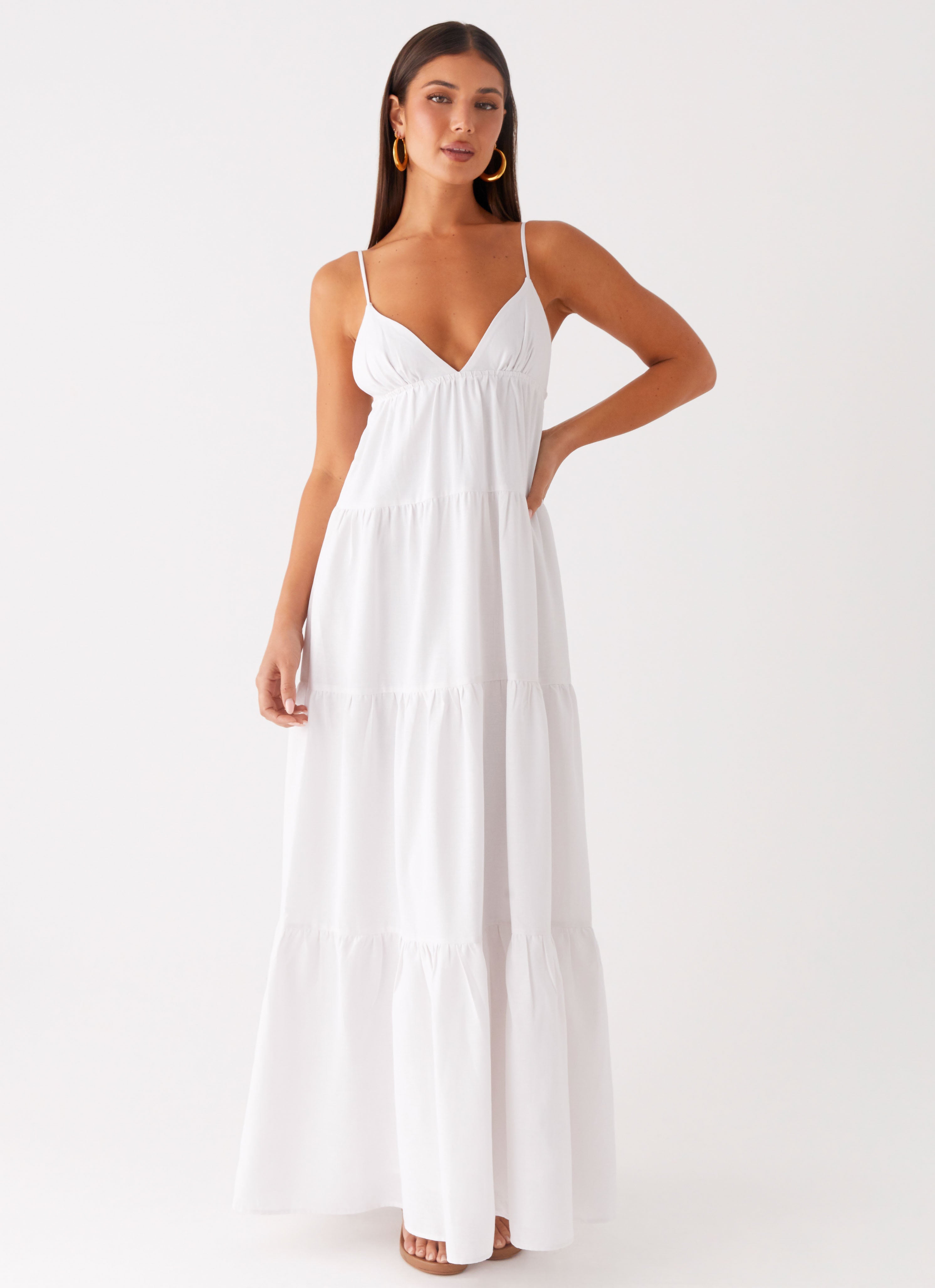 Lotty Linen Maxi Dress - White