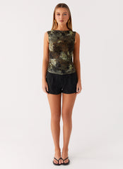 Lux Tank Top - Cyber Floral