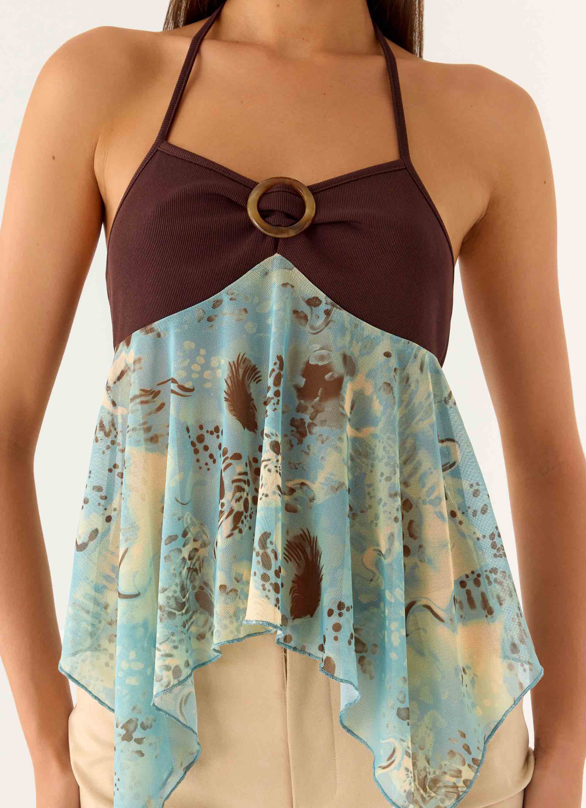 Lyrica Halter Top - Aqua Blur