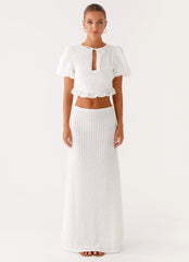 Megan Balloon Sleeve Top - White