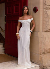 Melany Maxi Dress - White Polkadot