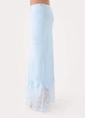 Merisso Lace Trim Maxi Skirt - Blue