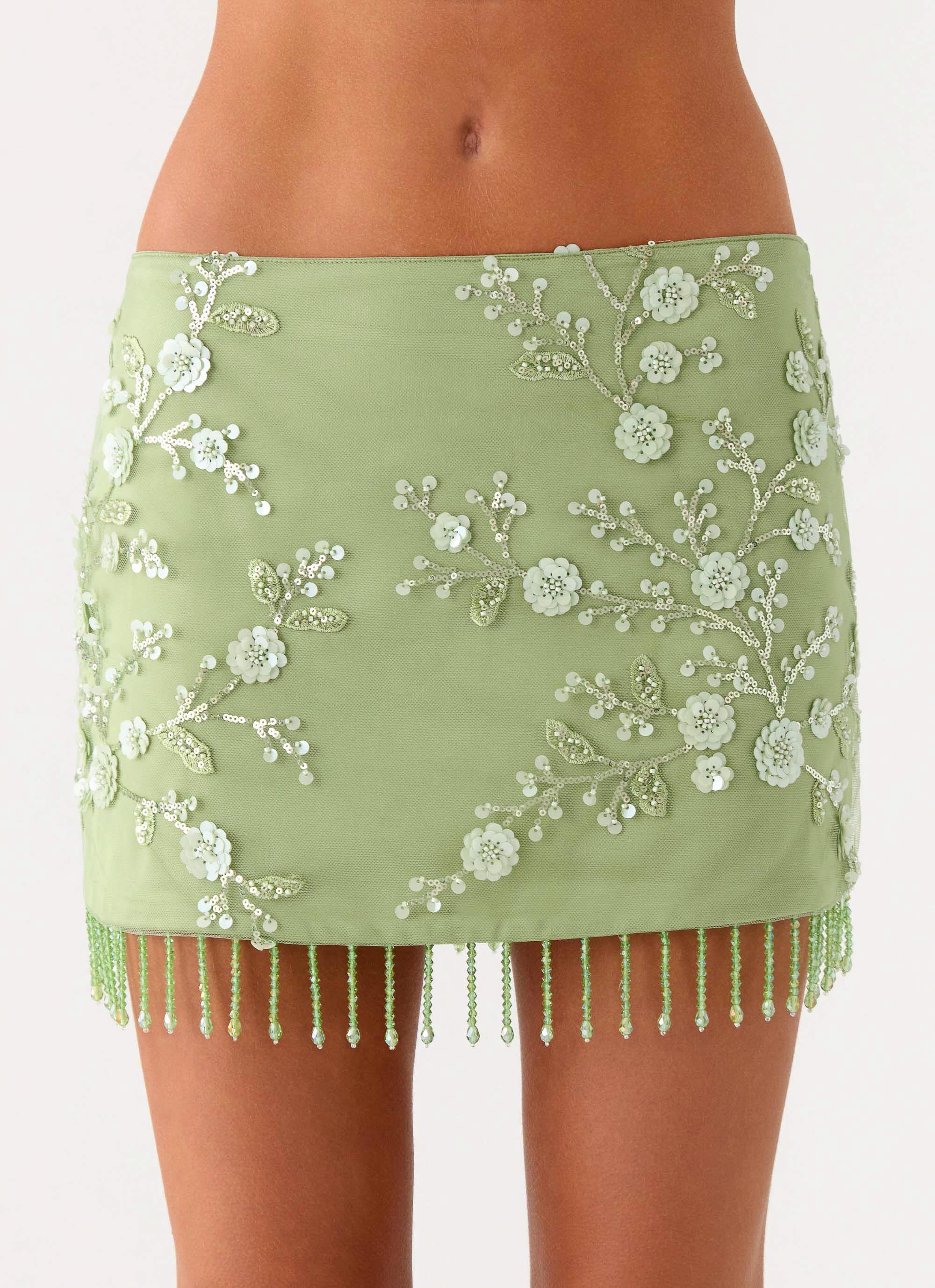Midnight Tide Tie Side Mini Skirt - Green