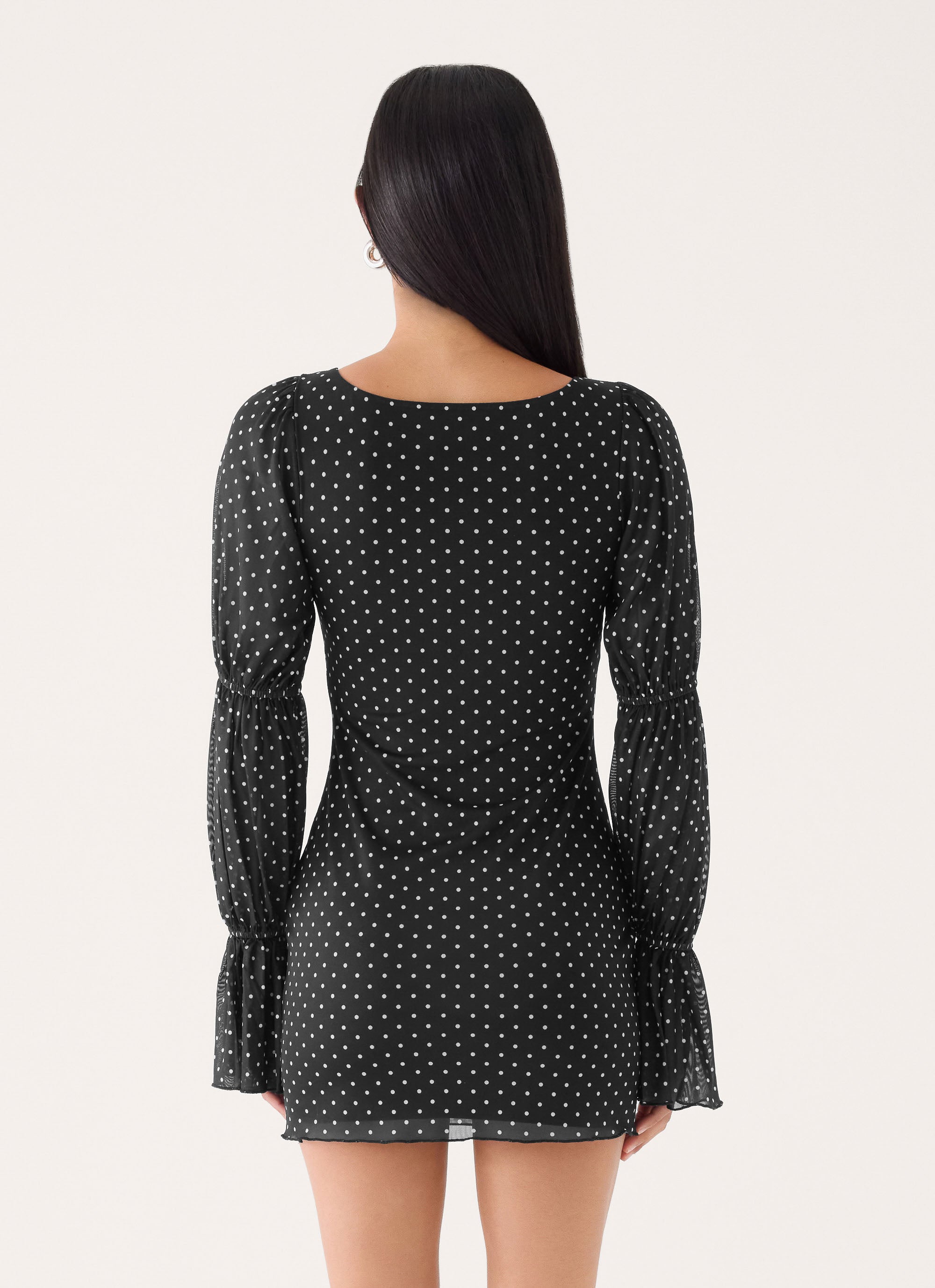 Moonlight Drive Mini Dress - Black Polka Dot