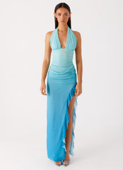 Moraya Halterneck Maxi Dress - Blue Gradient
