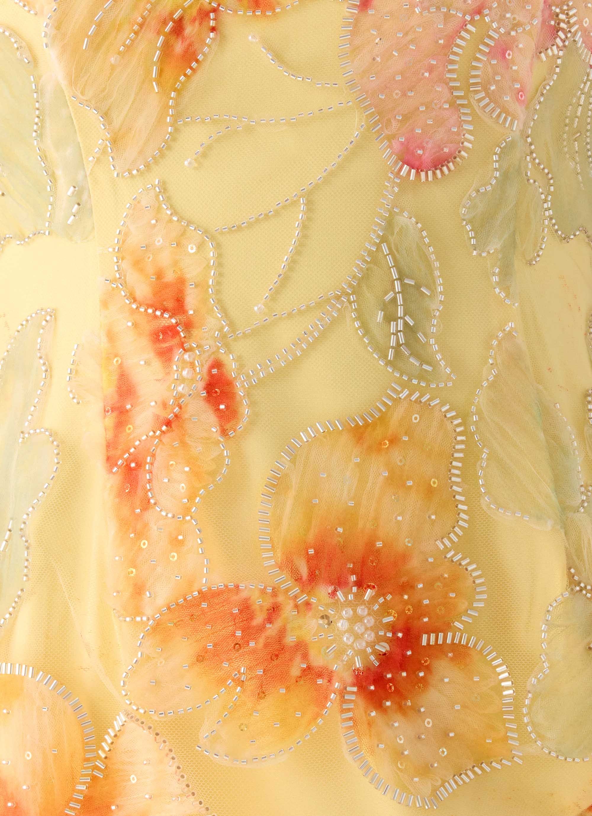 Morning Light Beaded Maxi Dress - Yellow Floral Beaded