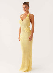 Novalee Flower Crochet Maxi Dress - Yellow
